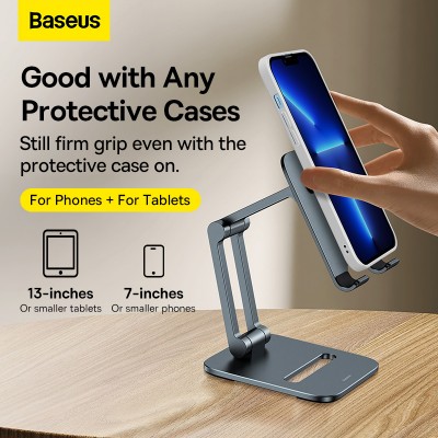 Настольная подставка BASEUS Biaxial Foldable Metal Stand (for Phones), серый Настольная подставка BASEUS Biaxial Foldable Metal Stand (for Phones), серый