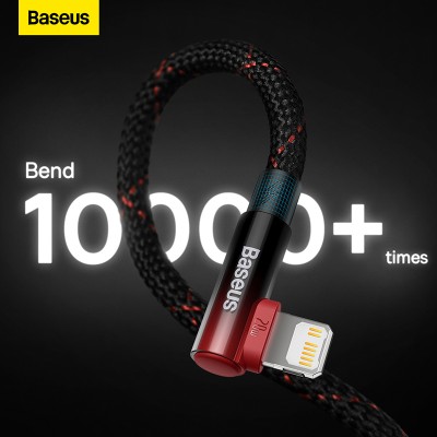 Кабель USB-C BASEUS MVP 2 Elbow-shaped Fast Charging, Type-C - Lightning, 20W, 1 м, черно-красный, угловой Кабель USB-C BASEUS MVP 2 Elbow-shaped Fast Charging, Type-C - Lightning, 20W, 1 м, черно-красный, угловой
