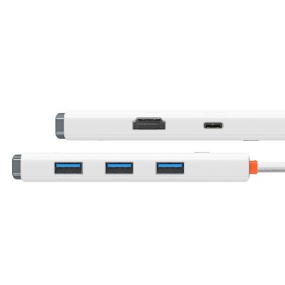 Переходник/Адаптер BASEUS Lite Series 5-Port, Разветвитель, Type-C - 3*USB3.0+HDMI+PD, белый Переходник/Адаптер BASEUS Lite Series 5-Port, Разветвитель, Type-C - 3*USB3.0+HDMI+PD, белый