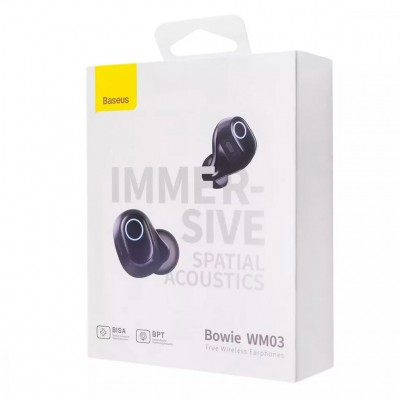 Беспроводные наушники BASEUS Bowie WM03, Bluetooth, 50 мАч, черный Беспроводные наушники BASEUS Bowie WM03, Bluetooth, 50 мАч, черный
