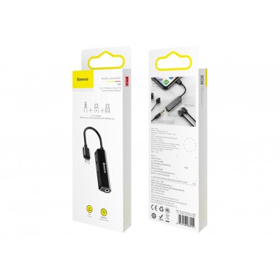 Переходник/Адаптер BASEUS L52 Male 3-in-1, Lightning - Jack 3.5 + 2*Lightning, 2А, черный Переходник/Адаптер BASEUS L52 Male 3-in-1, Lightning - Jack 3.5 + 2*Lightning, 2А, черный
