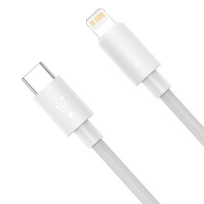 Кабель USB-C BASEUS Simple Wisdom Data Cable Kit, Type-C - Lightning, 5A, 1.5 м, белый, 2шт Кабель USB-C BASEUS Simple Wisdom Data Cable Kit, Type-C - Lightning, 5A, 1.5 м, белый, 2шт