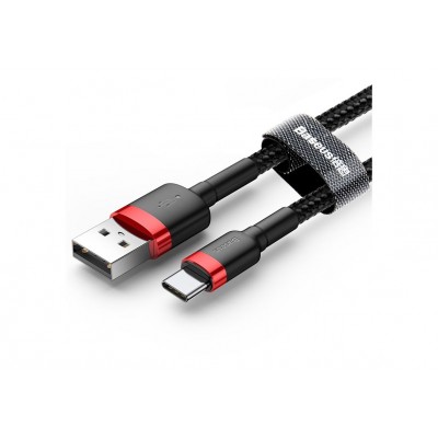 Кабель USB BASEUS Cafule, USB - Type-C, 3A, 1 м, красный+черный Кабель USB BASEUS Cafule, USB - Type-C, 3A, 1 м, красный+черный