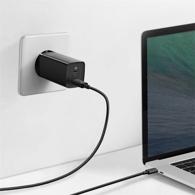 Зарядное устройство BASEUS GaN2 Lite Quick Charger 2*USB-C, 3A, 65W, черный Зарядное устройство BASEUS GaN2 Lite Quick Charger 2*USB-C, 3A, 65W, черный