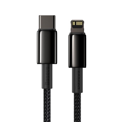 Кабель USB-C BASEUS Tungsten Gold, Type-C - Lightning, 20W, 1 м, черный Кабель USB-C BASEUS Tungsten Gold, Type-C - Lightning, 20W, 1 м, черный