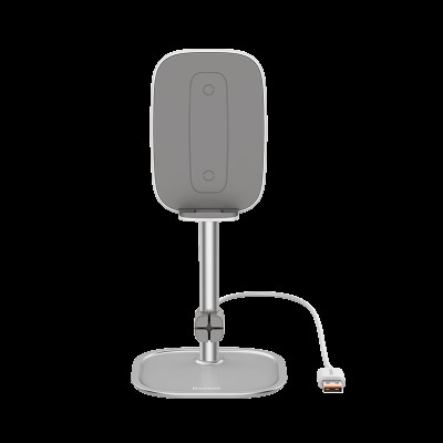 Настольная подставка BASEUS Literary Youth Desktop Bracket, серебристый, с беспроводной зарядкой Настольная подставка BASEUS Literary Youth Desktop Bracket, серебристый, с беспроводной зарядкой