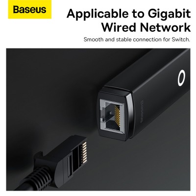 Переходник/Адаптер BASEUS Lite Series Ethernet Adapter, USB A- RJ45 (1000Mbps), черный Переходник/Адаптер BASEUS Lite Series Ethernet Adapter, USB A- RJ45 (1000Mbps), черный
