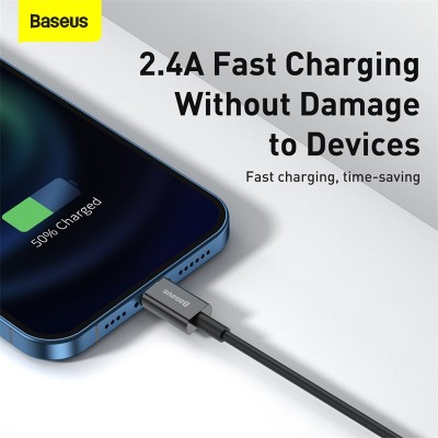 Кабель USB BASEUS Superior Series Fast Charging, USB - Lightning, 2.4А, 2 м, черный Кабель USB BASEUS Superior Series Fast Charging, USB - Lightning, 2.4А, 2 м, черный