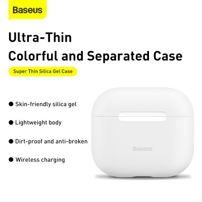 Чехол BASEUS Super Thin Silica Gel Case для AirPods 3, белый Чехол BASEUS Super Thin Silica Gel Case для AirPods 3, белый