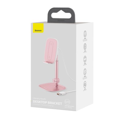Настольная подставка BASEUS Literary Youth Desktop Bracket, розовое золото, с беспроводной зарядкой Настольная подставка BASEUS Literary Youth Desktop Bracket, розовое золото, с беспроводной зарядкой