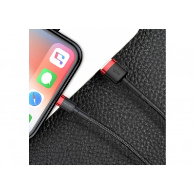 Кабель USB BASEUS Cafule, USB - Lightning, 1.5А, 2 м, красный+черный Кабель USB BASEUS Cafule, USB - Lightning, 1.5А, 2 м, красный+черный
