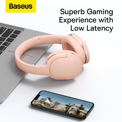 Беспроводные наушники BASEUS Encok Wireless D02 Pro, Bluetooth + AUX, 450 мАч, розовый, кабель AUX+Type-C Беспроводные наушники BASEUS Encok Wireless D02 Pro, Bluetooth + AUX, 450 мАч, розовый, кабель AUX+Type-C