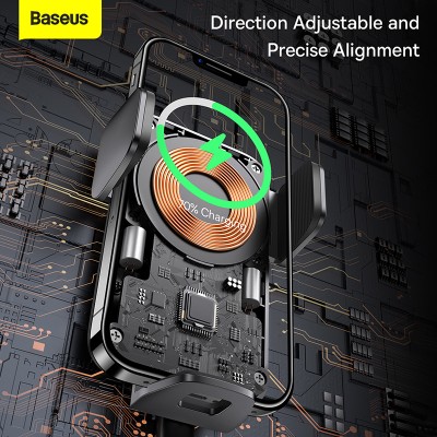 Автомобильный держатель BASEUS Wisdom Auto Alignment (Air-outlet Base), с беспроводной зарядкой, 2A, 15W, черный, на воз Автомобильный держатель BASEUS Wisdom Auto Alignment (Air-outlet Base), с беспроводной зарядкой, 2A, 15W, черный, на воз