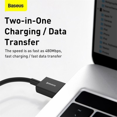 Кабель USB BASEUS Superior Series Fast Charging, USB - Lightning, 2.4А, 2 м, черный Кабель USB BASEUS Superior Series Fast Charging, USB - Lightning, 2.4А, 2 м, черный