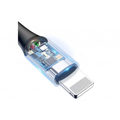 Кабель USB BASEUS C-shaped Light, USB - Lightning, 2.4А, 1 м, синий, интеллектуальный Кабель USB BASEUS C-shaped Light, USB - Lightning, 2.4А, 1 м, синий, интеллектуальный