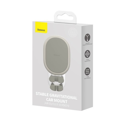 Автомобильный держатель BASEUS Stable Gravitational (Air Outlet version), кремовый, на воздуховод Автомобильный держатель BASEUS Stable Gravitational (Air Outlet version), кремовый, на воздуховод