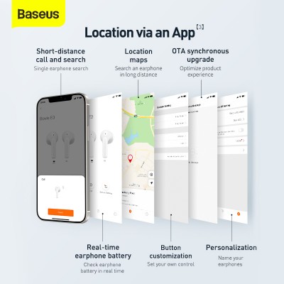 Беспроводные наушники BASEUS Bowie E3, Bluetooth, 35 мАч, белый Беспроводные наушники BASEUS Bowie E3, Bluetooth, 35 мАч, белый