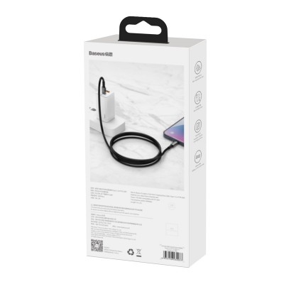 Кабель USB-C BASEUS Tungsten Gold, Type-C - Lightning, 20W, 1 м, черный Кабель USB-C BASEUS Tungsten Gold, Type-C - Lightning, 20W, 1 м, черный