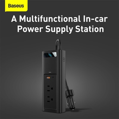 Автомобильный инвертор BASEUS In-car Inverter US/JP, черный, 150W Автомобильный инвертор BASEUS In-car Inverter US/JP, черный, 150W