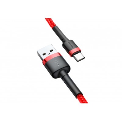 Кабель USB BASEUS Cafule, USB - Type-C, 3A, 0,5 м, красный+красный Кабель USB BASEUS Cafule, USB - Type-C, 3A, 0,5 м, красный+красный