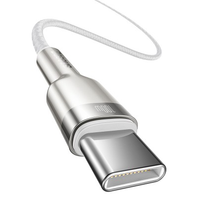 Кабель USB-C BASEUS Cafule Series Metal, Type-C - Type-C, 5A, 100W, 1 м, белый Кабель USB-C BASEUS Cafule Series Metal, Type-C - Type-C, 5A, 100W, 1 м, белый