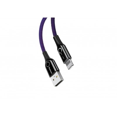 Кабель USB BASEUS C-shaped Light, USB - Lightning, 2.4А, 1 м, фиолетовый, интеллектуальный Кабель USB BASEUS C-shaped Light, USB - Lightning, 2.4А, 1 м, фиолетовый, интеллектуальный