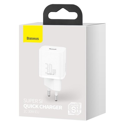 Зарядное устройство BASEUS Super Si USB-C, 3A, 30W, белый Зарядное устройство BASEUS Super Si USB-C, 3A, 30W, белый