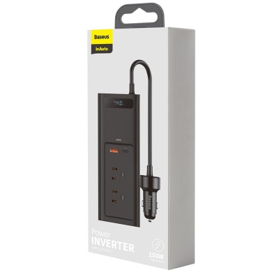 Автомобильный инвертор BASEUS In-car Inverter US/JP, черный, 150W Автомобильный инвертор BASEUS In-car Inverter US/JP, черный, 150W