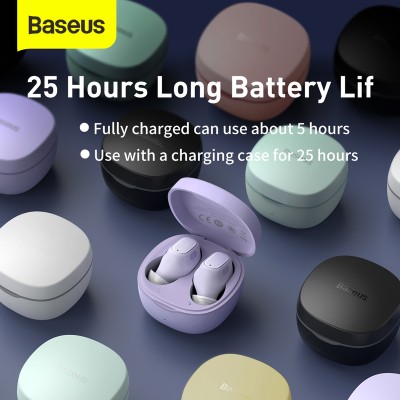 Беспроводные наушники BASEUS Encok WM01, Bluetooth, 40 мАч, желтый, Type-C Беспроводные наушники BASEUS Encok WM01, Bluetooth, 40 мАч, желтый, Type-C