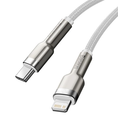 Кабель USB-C BASEUS Cafule Series Metal, Type-C - Lightning, 20W, 2 м, белый Кабель USB-C BASEUS Cafule Series Metal, Type-C - Lightning, 20W, 2 м, белый