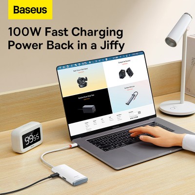 Переходник/Адаптер BASEUS Lite Series 5-Port, Разветвитель, Type-C - 3*USB3.0+HDMI+PD, белый Переходник/Адаптер BASEUS Lite Series 5-Port, Разветвитель, Type-C - 3*USB3.0+HDMI+PD, белый