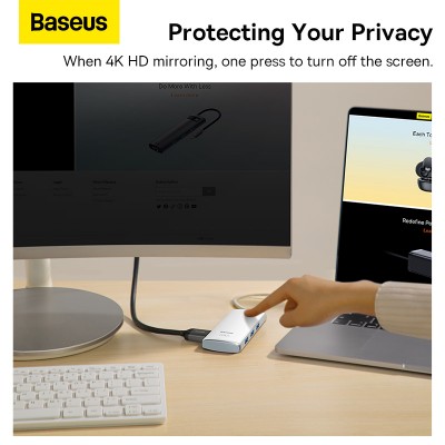 Переходник/Адаптер BASEUS Lite Series 5-Port, Разветвитель, Type-C - 3*USB3.0+HDMI+PD, белый Переходник/Адаптер BASEUS Lite Series 5-Port, Разветвитель, Type-C - 3*USB3.0+HDMI+PD, белый