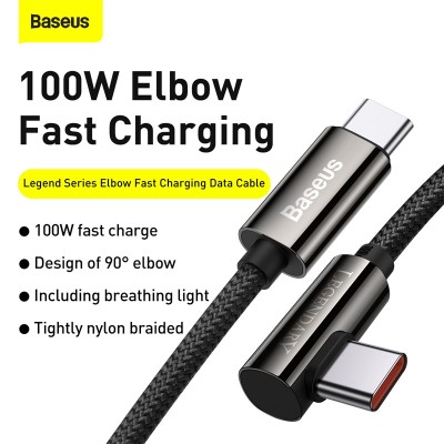 Кабель USB-C BASEUS Legend Series Elbow, Type-C - Type-C, 100W, 2 м, черный Кабель USB-C BASEUS Legend Series Elbow, Type-C - Type-C, 100W, 2 м, черный