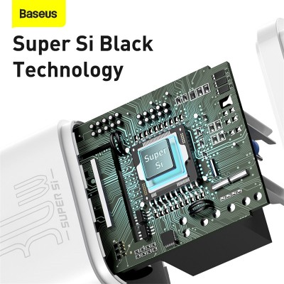 Зарядное устройство BASEUS Super Si USB-C, 3A, 30W, белый Зарядное устройство BASEUS Super Si USB-C, 3A, 30W, белый