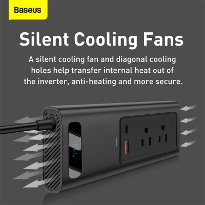 Автомобильный инвертор BASEUS In-car Inverter US/JP, черный, 150W Автомобильный инвертор BASEUS In-car Inverter US/JP, черный, 150W
