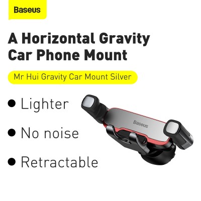 Автомобильный держатель BASEUS Mr Hui Gravity, серебристый, на воздуховод Автомобильный держатель BASEUS Mr Hui Gravity, серебристый, на воздуховод