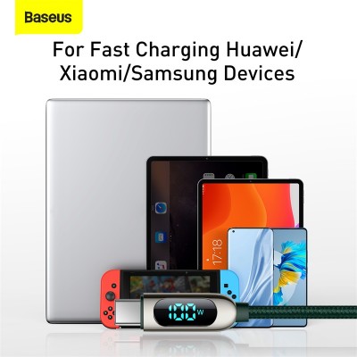 Кабель USB-C BASEUS Display Fast Charging, Type-C - Type-C, 5A, 100W, 1 м, зеленый Кабель USB-C BASEUS Display Fast Charging, Type-C - Type-C, 5A, 100W, 1 м, зеленый