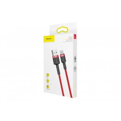 Кабель USB BASEUS Cafule, USB - Type-C, 3A, 0,5 м, красный+красный Кабель USB BASEUS Cafule, USB - Type-C, 3A, 0,5 м, красный+красный