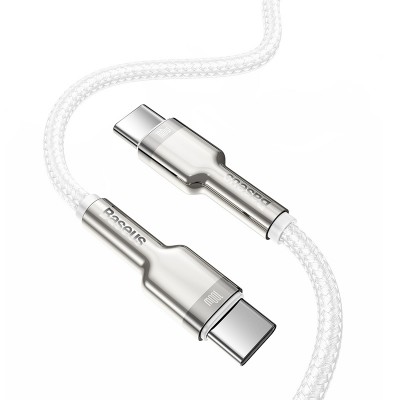 Кабель USB-C BASEUS Cafule Series Metal, Type-C - Type-C, 5A, 100W, 1 м, белый Кабель USB-C BASEUS Cafule Series Metal, Type-C - Type-C, 5A, 100W, 1 м, белый