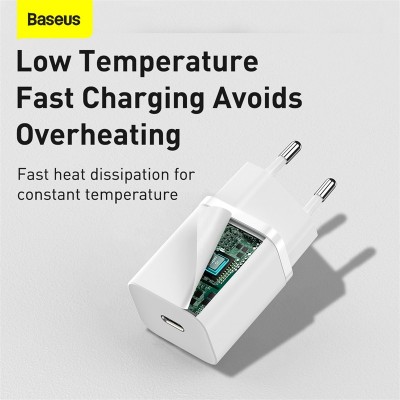 Зарядное устройство BASEUS Super Si USB-C, 3A, 30W, белый Зарядное устройство BASEUS Super Si USB-C, 3A, 30W, белый