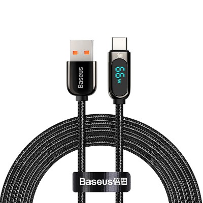Кабель USB BASEUS Display Fast Charging, USB - Type-C, 66W, 2 м, черный Кабель USB BASEUS Display Fast Charging, USB - Type-C, 66W, 2 м, черный