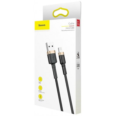 Кабель USB BASEUS Cafule, USB - Lightning, 2.4А, 1 м, золотой+черный Кабель USB BASEUS Cafule, USB - Lightning, 2.4А, 1 м, золотой+черный