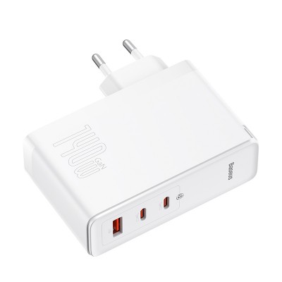 Зарядное устройство BASEUS GaN5 Pro Fast Charger USB+2*USB-C + Кабель Type-C-Type-C, 5A, 140W, белый Зарядное устройство BASEUS GaN5 Pro Fast Charger USB+2*USB-C + Кабель Type-C-Type-C, 5A, 140W, белый