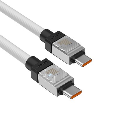 Кабель USB-C BASEUS CoolPlay Series Fast Charging, Type-C - Type-C, 100W, 2 м, белый Кабель USB-C BASEUS CoolPlay Series Fast Charging, Type-C - Type-C, 100W, 2 м, белый