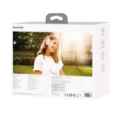 Беспроводные наушники BASEUS Encok Wireless D02 Pro, Bluetooth + AUX, 450 мАч, розовый, кабель AUX+Type-C Беспроводные наушники BASEUS Encok Wireless D02 Pro, Bluetooth + AUX, 450 мАч, розовый, кабель AUX+Type-C