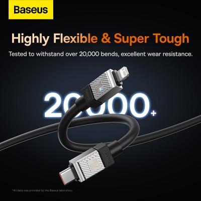 Кабель USB-C BASEUS CoolPlay Series Fast Charging, Type-C - Lightning, 20W, 1 м, черный Кабель USB-C BASEUS CoolPlay Series Fast Charging, Type-C - Lightning, 20W, 1 м, черный
