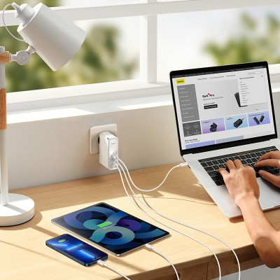 Зарядное устройство BASEUS GaN5 Pro Fast Charger USB+2*USB-C + Кабель Type-C-Type-C, 5A, 140W, белый Зарядное устройство BASEUS GaN5 Pro Fast Charger USB+2*USB-C + Кабель Type-C-Type-C, 5A, 140W, белый