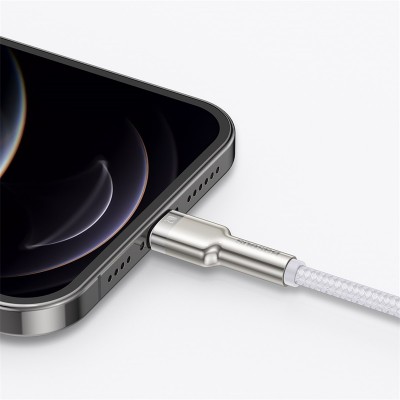 Кабель USB BASEUS Cafule Series Metal, USB - Lightning, 2.4А, 2 м, белый Кабель USB BASEUS Cafule Series Metal, USB - Lightning, 2.4А, 2 м, белый