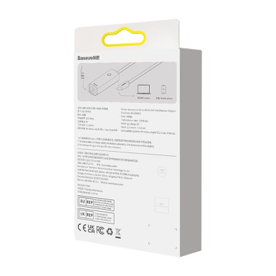 Переходник/Адаптер BASEUS Lite Series Ethernet Adapter, Type-C - RJ45 (100Mbps), белый Переходник/Адаптер BASEUS Lite Series Ethernet Adapter, Type-C - RJ45 (100Mbps), белый