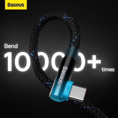 Кабель USB-C BASEUS MVP 2 Elbow-shaped Fast Charging, Type-C - Type-C, 100W, 1 м, черный+синий, угловой Кабель USB-C BASEUS MVP 2 Elbow-shaped Fast Charging, Type-C - Type-C, 100W, 1 м, черный+синий, угловой